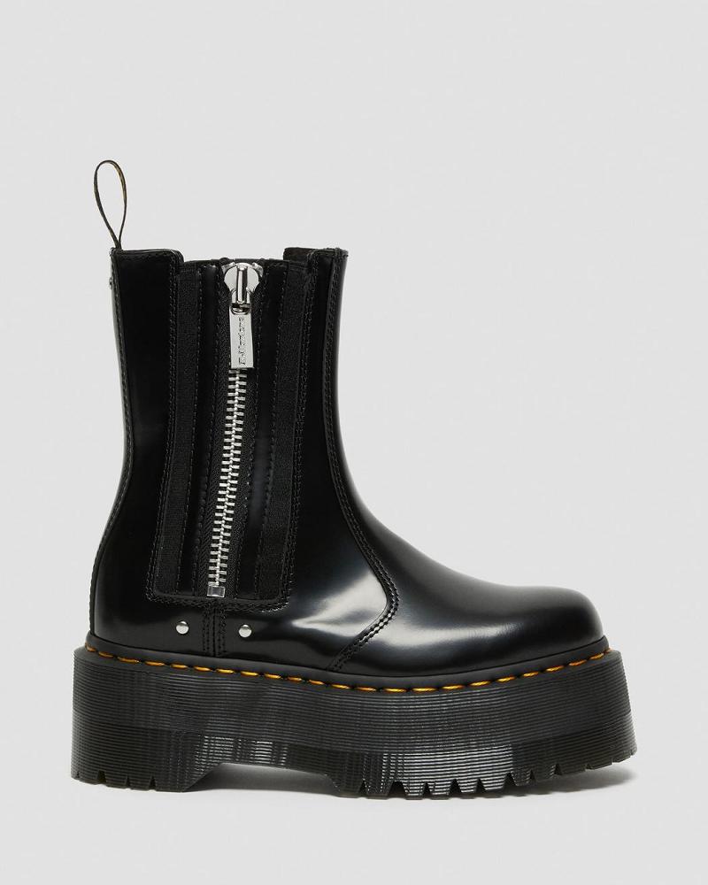 Women's Dr Martens 2976 Max Leather Platform Chelsea Boots Black | AU 111YXF